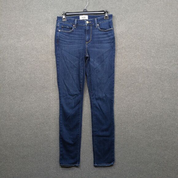 Paige Jeans Womens 27 (28x31) Ankle Skyline Skinny Dark Blue Denim Stretch - Picture 1 of 13